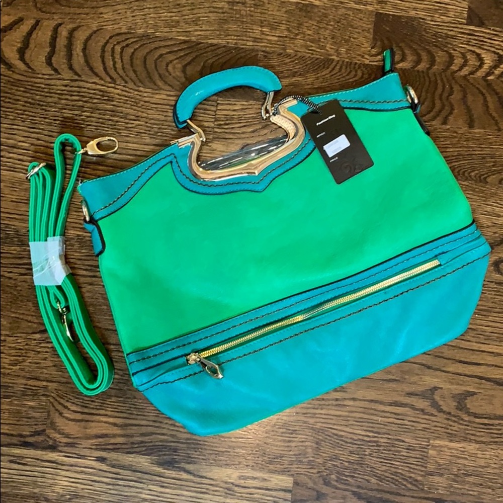 Multi-color Vegan Teal Green Tote